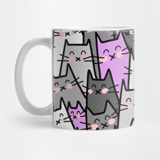 Cat Party - Gray Purple Mug